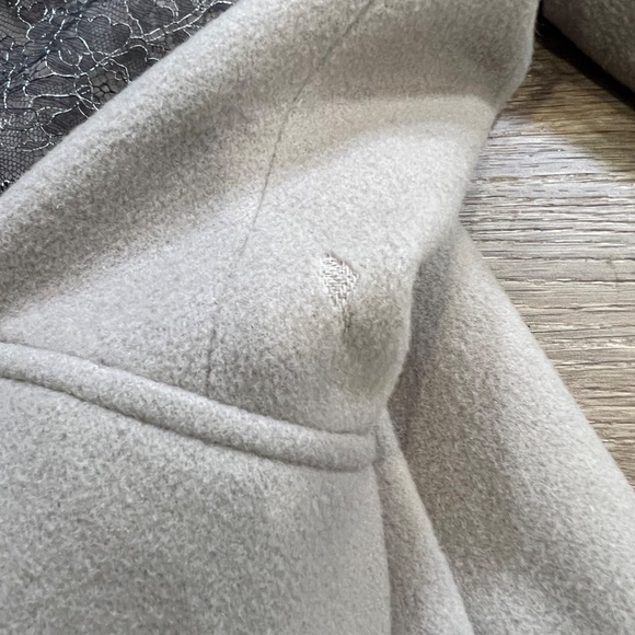 Badgley Mischa Wool Dress Coat Mixed Media Lace Leather Accents Sz S Taupe/Black - Picture 11 of 16